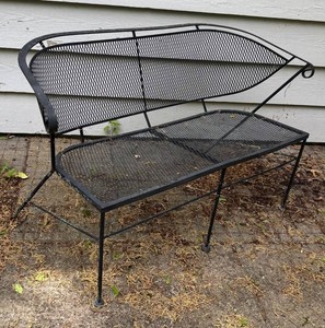 BY - Vintage Metal Mesh Patio Bench