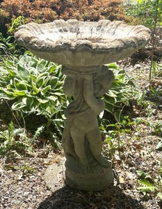 FY - Cement Cherub Bird Bath