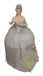 LL2 - Antique Half Doll  Antique  Porcelain Lady Pin Cushion Doll