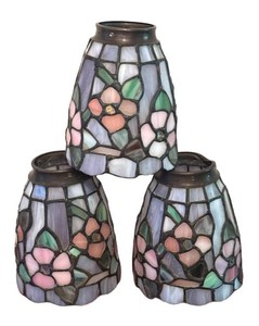 LL2 - Trio of Vintage Stained Glass Lampshades