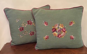 LL2 - Vintage Needlepoint Floral Pillows