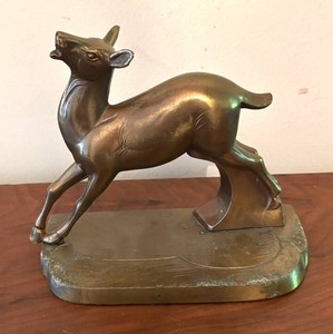 LL2 - Vintage Frankart Art Deco Spelter Deer Sculpture Prancing Doe