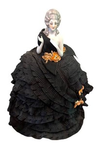 LL2 - Antique Porcelain Half Doll  Pincushion Doll
