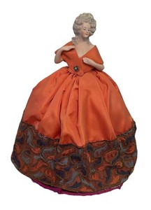 LL2 - Antique Porcelain Half Doll  Pincushion Doll