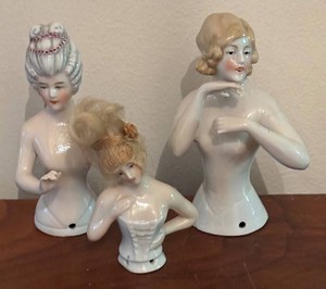 LL2 - Antique Porcelain Half Doll Trio