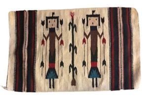 LL2 - Vintage Navajo Yei-Style Wool Textile 23 X 36 in