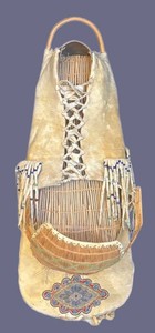 LL2 - Antique Cradleboard Buckskin & Willow Basketry