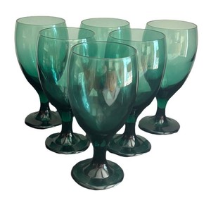 KH - Set of Six Vintage Libbey Juniper Teardrop Goblets