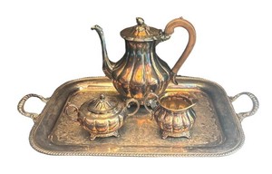 FC - Vintage Coffee  Tea Service including Platter, Pot, Creamer, Pitcher & Sugar Dish