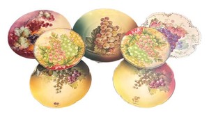 DR - Seven Vintage Bavarian Grape Motif Porcelain Plates