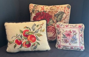 DR - Vintage Needlepoint Pillow Trio
