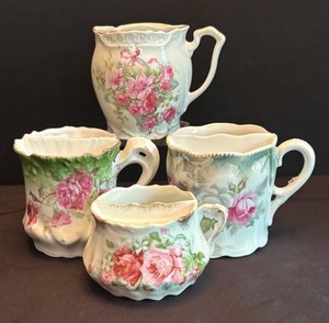 DR - Four Antique Floral Shaving Mugs