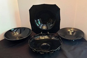 K - Vintage Black Amethyst Serving Bowls (Lot of 4)