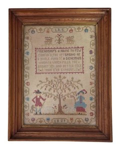 K - Vintage Framed Needlepoint Sampler