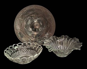 K - V intage Crystal and Clear Glass Platter and Bowls