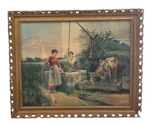 K - Vintage At the Well Framed Print by Edouard Debat-Ponson
