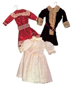 FC - Three Vintage Doll Dresses