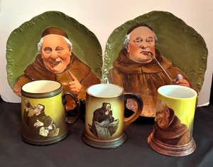 K - Vintage Friar Pottery Plates & Mugs