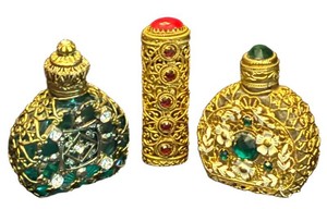 BN - Vintage Czech-Style Jeweled Perfume Bottles Set of 3