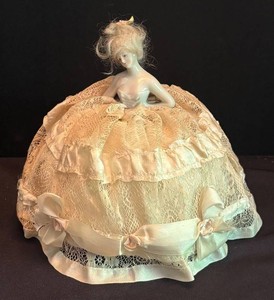 LR - Antique Porcelain Half Doll Pincushion Doll