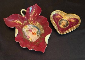 LR - Vintage Porcelain Trinket Dish & Leaf Candy Dish Mixed Lot