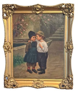LL1 - Antique Oil Painting After Marie Wunsch, A Secret