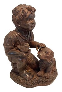 LL1 - Three Hands Corp Boy Petting Dog Statue