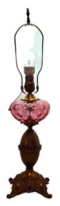 LL1 - Antique Cranberry Coin Spot Parlor Lamp