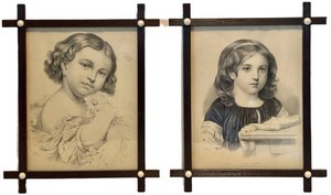 LL1 - Antique Framed Berliner Zeichenlehrer Lithographs Pair