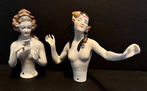LL1 - Antique Porcelain Arms Away Half Dolls (Lot of 2)