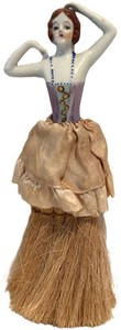 LL1 - Antique Porcelain Half-Doll Whisk Broom or Boudoir Brush