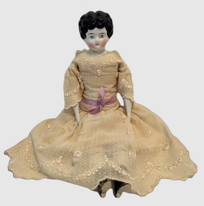 Antique German China Head Doll With Cloth Body