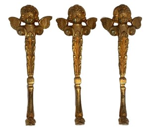 LL1 - Vintage Brass Cherub Wall Hooks (Lot of 3)