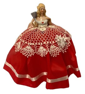 LL2 - Vintage Half Doll Pin Cushion Red Dress