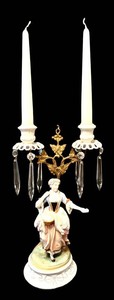 LLR - Antique Meissen-Style Figural Porcelain Candelabra