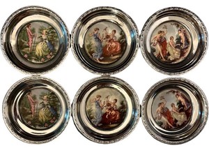 LLR - Vintage Victorian Style Silver-Plated Coasters Set of 10