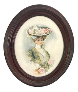 LR - Vintage Victorian Style Watercolor Portrait Framed