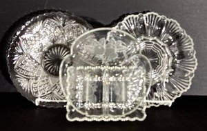 LR - Vintage Glass & Crystal Divided Dish Set (4 Pieces)