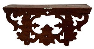 LR - Handmade Walnut Victorian Fretwork Wall Shelf