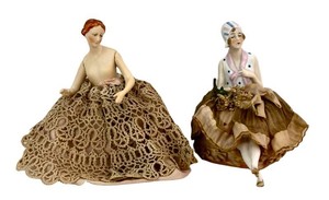 LR - Pair of Antique Half Doll Pin Cushions