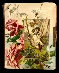 LR - Vintage Victorian Scrapbook Album With Floral Cover