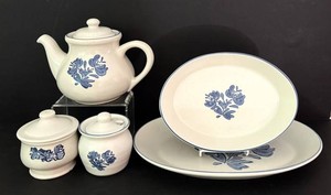 LR - Pfaltzgraff Blue Floral Kitchenware Set (Lot of 5)