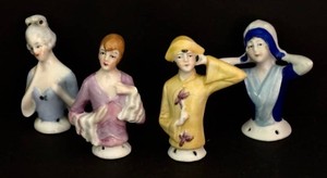 LR - Antique German Half Dolls Miniature Porcelain Figurines (Lot of 4)