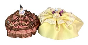 LR - Antique German Half Doll Pin Cushions (Lot of 2)