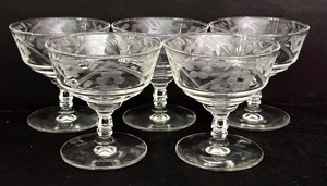 LR - Vintage Libbey Rock Sharpe Halifax Champagne Sherbet Glasses (Lot of 5)