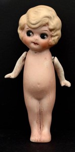 LR - Antique 1920s Frozen Charlotte Bisque Doll