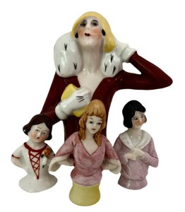 DR - Antique Porcelain Half Doll Figurine Set (Lot of 4)