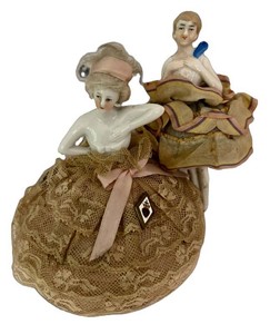 DR - Two Antique Half Dolls Porcelain Figurines