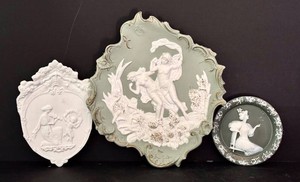 DR - Volkstedt, Schafer & Vater, Capo Di Monte Porcelain Wall Plaques (Lot of 3)