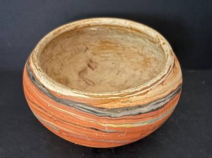 DR - Vintage Nemadji Multicolor Clay Pottery Vase